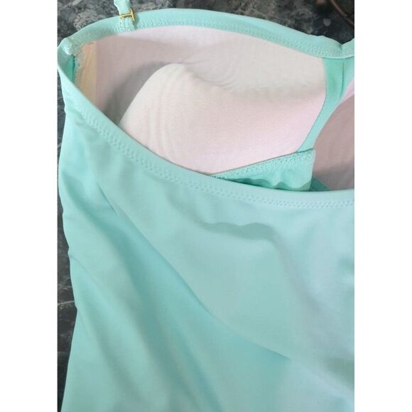 Kenneth Cole Reaction Mint Swim Dress Size 10 Halter Bandeau Aqua Beach Resort - Picture 3 of 4
